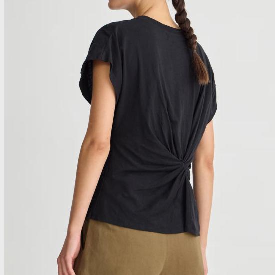  어피스 어파트 반팔 티셔츠 Apiece Apart Volta Twist Top Black - APIECE APART