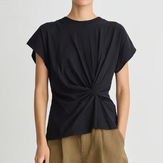  어피스 어파트 반팔 티셔츠 Apiece Apart Volta Twist Top Black