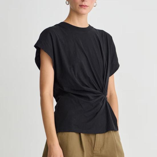  어피스 어파트 반팔 티셔츠 Apiece Apart Volta Twist Top Black - APIECE APART
