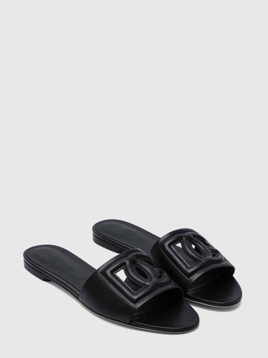 26SS 돌체앤가바나 DG 로고 카프스킨 슬리퍼 CQ0436AY329 80999 Black - DOLCE & GABBANA