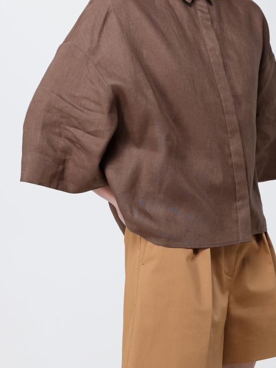 26SS 막스마라 리토 린넨 크롭 반소매 셔츠 2616111038600 008 Burnt - MAX MARA