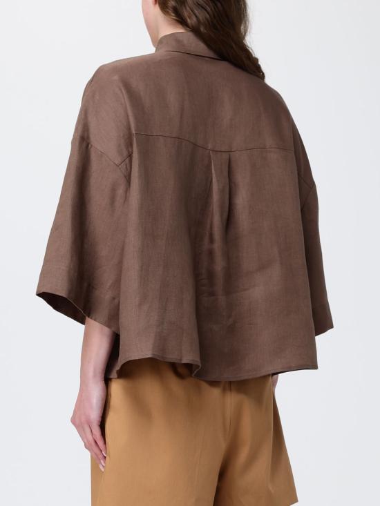 26SS 막스마라 리토 린넨 크롭 반소매 셔츠 2616111038600 008 Burnt - MAX MARA