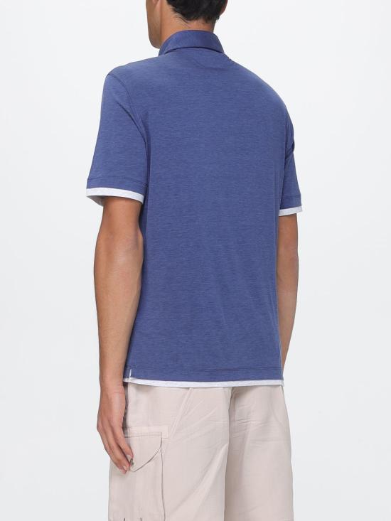 26SS 브루넬로 쿠치넬리 저지 폴로 셔츠 MR8333966 CTA27 Blue - BRUNELLO CUCINELLI