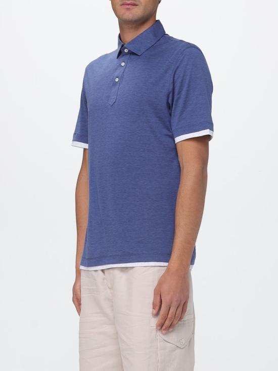 26SS 브루넬로 쿠치넬리 저지 폴로 셔츠 MR8333966 CTA27 Blue - BRUNELLO CUCINELLI