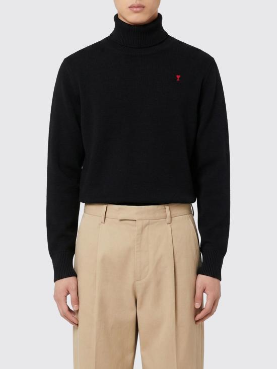 26SS 아미 스몰 하트 로고 메리노 울 니트 터틀넥 HKS827001 009 Black