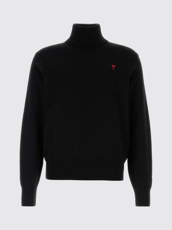 26SS 아미 스몰 하트 로고 메리노 울 니트 터틀넥 HKS827001 009 Black - AMI
