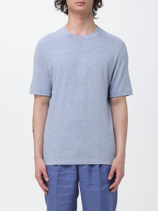 26SS 브루넬로 쿠치넬리 반팔 티셔츠 MW8351308 C007 Gnawed Blue