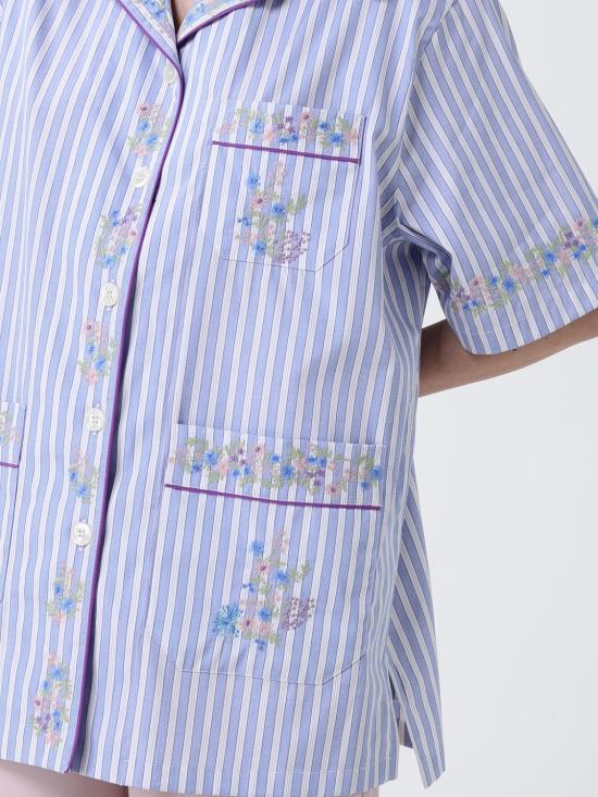 26SS 돌체앤가바나 크리스탈 플라워  자수 코튼 셔츠 F5U29ZGDDST S8400 Multicolor - DOLCE & GABBANA