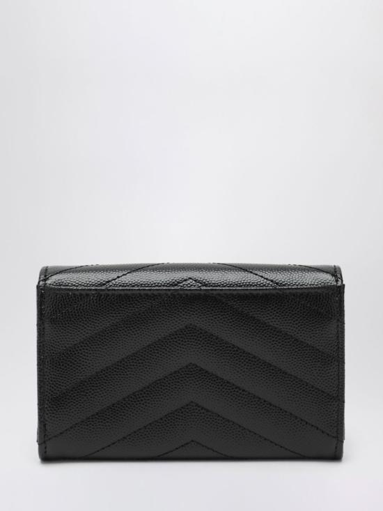 26SS 생로랑 그랑드 뿌드르 엠보스드 레더 카산드라 마틀라세 스몰 엔벨로프 지갑 414404BOW01 1000 Black - SAINT LAURENT