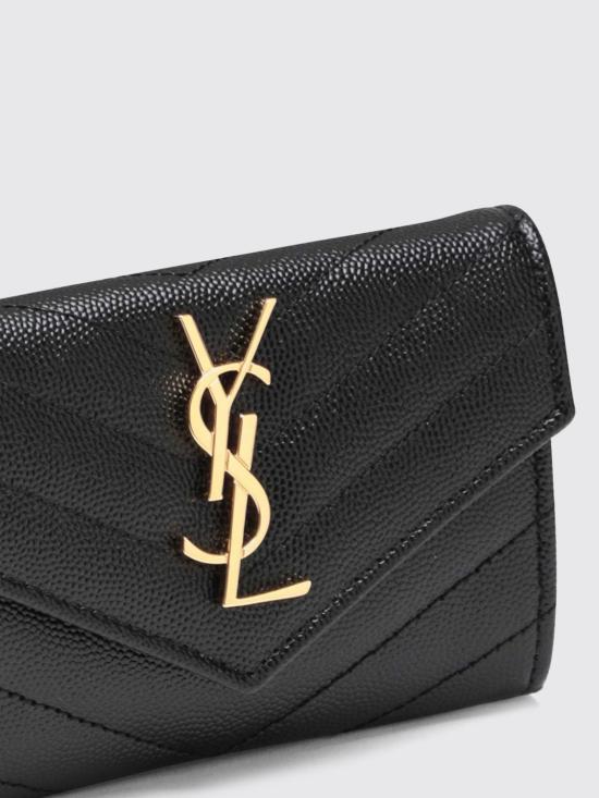 26SS 생로랑 그랑드 뿌드르 엠보스드 레더 카산드라 마틀라세 스몰 엔벨로프 지갑 414404BOW01 1000 Black - SAINT LAURENT