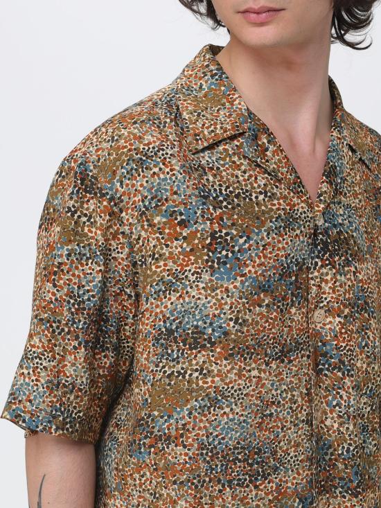 26SS 생로랑 반팔 셔츠 860621Y2N18 2202 Burgundy - SAINT LAURENT