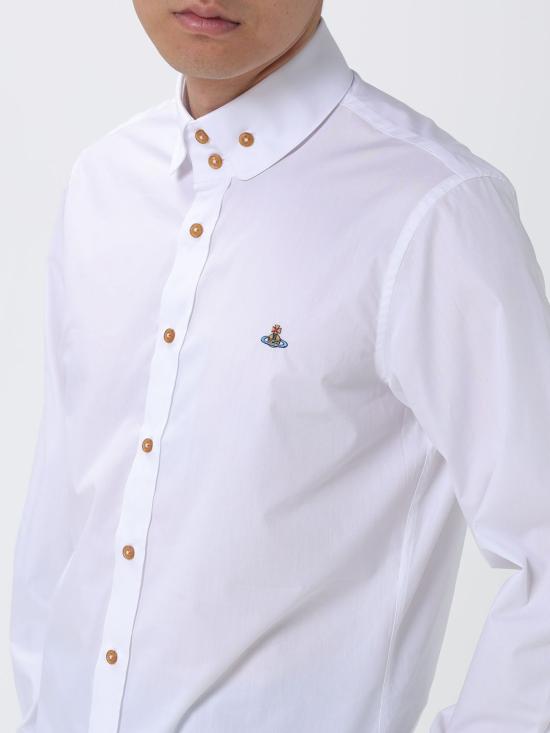 26SS 비비안웨스트우드 투 버튼 크롤 셔츠 24010005W009Q A401 White - VIVIENNE WESTWOOD
