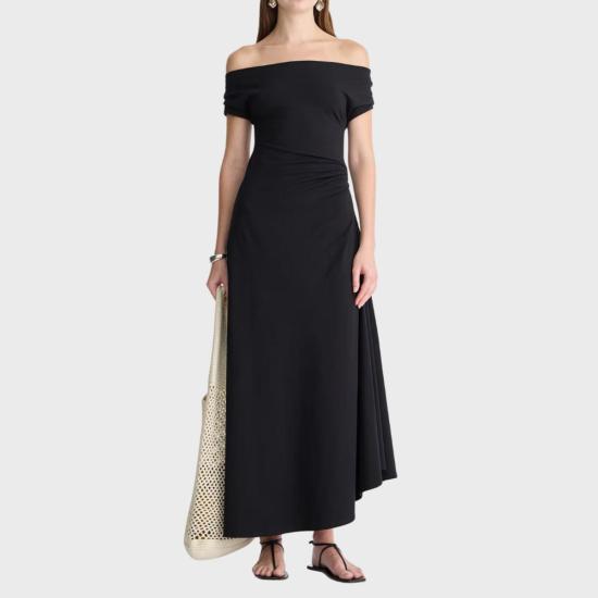  어피스 어파트 롱 원피스 Apiece Apart Marles 오프숄더 미디 드레스 블랙