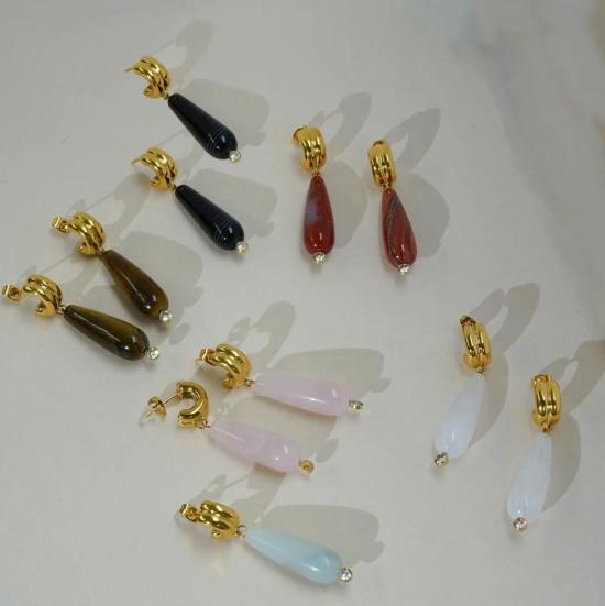  코자크 이어링 블런트 드롭렛  타이거 아이