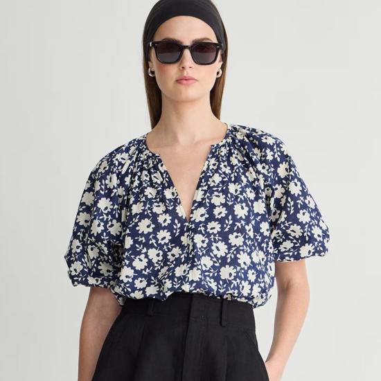  어피스 어파트 블라우스 Apiece Apart Nele Lantern Top Navy Floral