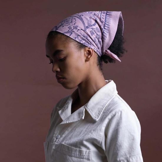  롤라 머플러/스카프 천연 염색 실크 반다나 비올라 - LOLA