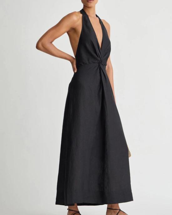  어피스 어파트 롱 원피스 Apiece Apart Salome 홀터 맥시 드레스 블랙 - APIECE APART