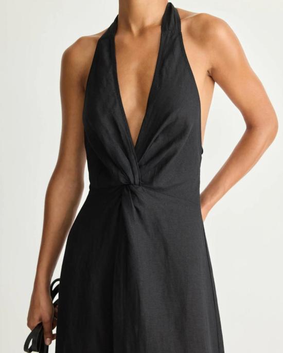  어피스 어파트 롱 원피스 Apiece Apart Salome 홀터 맥시 드레스 블랙 - APIECE APART