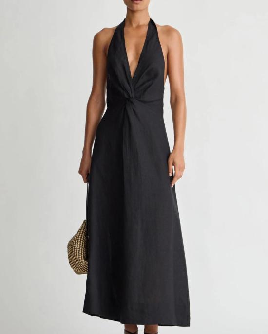  어피스 어파트 롱 원피스 Apiece Apart Salome 홀터 맥시 드레스 블랙 - APIECE APART