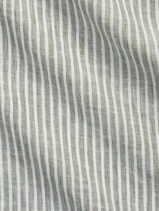 26SS 랄프 로렌 긴팔 셔츠 Lino Custom Fit a Righe Verde/Bianco를 입은 Camicia - RALPH LAUREN