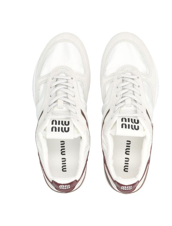 26SS 미우미우 짐나지움 테크니컬 소재 및 스웨이드 스니커즈 5E428E71L F0X97 BIANCO AMARANTO - MIU MIU