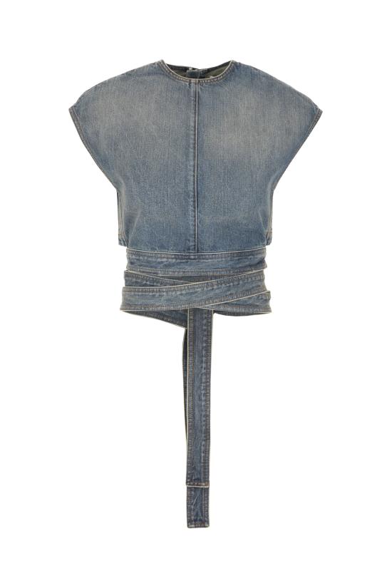 26SS 알라이아 민소매 티셔츠 AA9H1482D026C A56 FADED BLUE