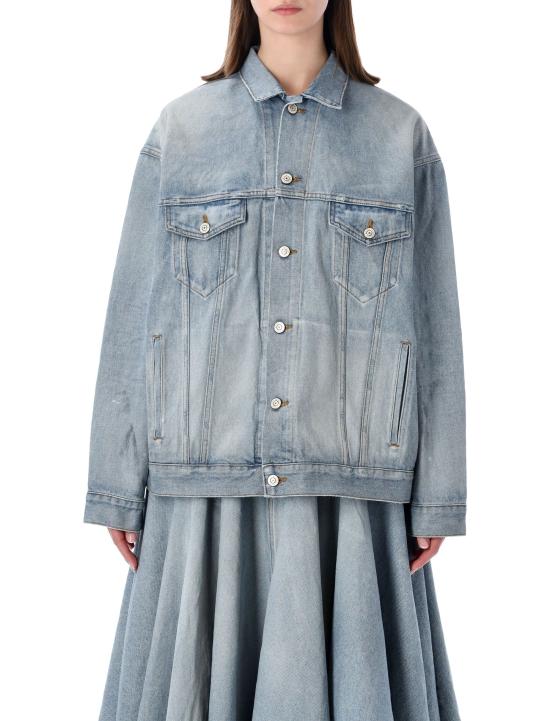 26SS 발렌시아가 레귤러 핏 데님 재킷 861410TTWB1 4009 DIRTY LIGHT BLUE