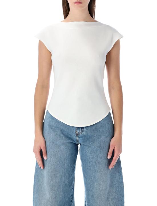 26SS 알라이아 반팔 티셔츠 AA9I0021J095C 000 Bianco