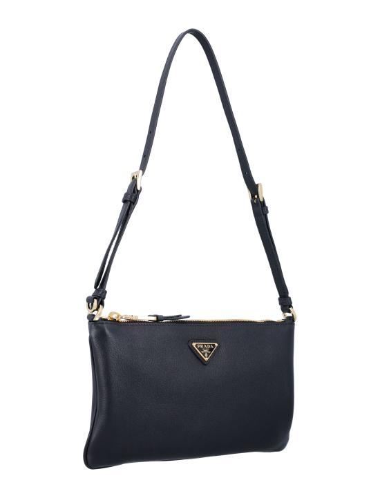 26SS 프라다 브루 트라이앵글 로고 숄더백 1BC2382CYS F0002 Nero - PRADA