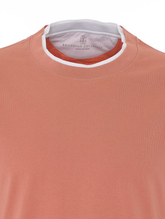 26SS 브루넬로 쿠치넬리 자수 로고 티셔츠 M0B137427 CHW53 Orange - BRUNELLO CUCINELLI