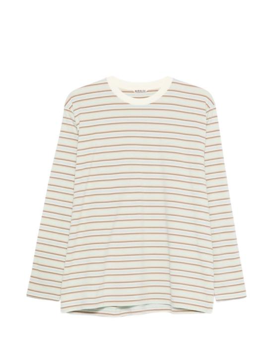 26SS 오라리 긴팔 티셔츠 A26SP01GJFADEMINTSTRIPE GREEN