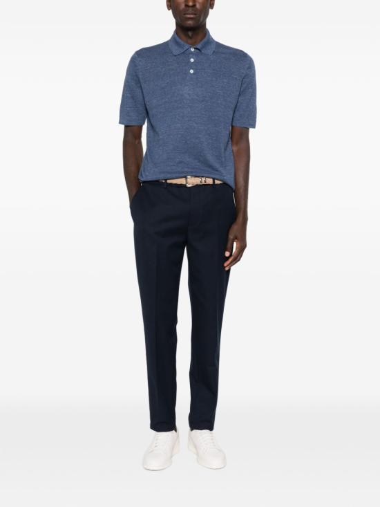 26SS 브루넬로 쿠치넬리 린넨 코튼 니트 폴로 셔츠 M2L00315 C7860 BLUE - BRUNELLO CUCINELLI