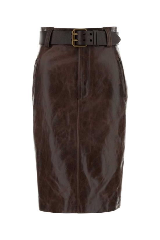 26SS 생로랑 미디 스커트 865021YCVD2 2820 BROWN