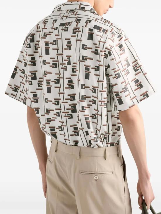 26SS 프라다 반팔 셔츠 UCS414SUMO19GW F0S8V NATURALE BORDEAUX - PRADA