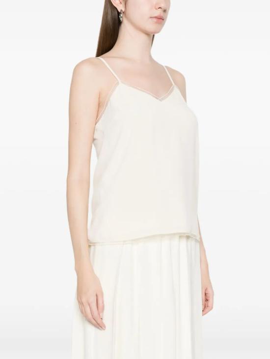 26SS 파비아나 필리피 크레프 드 신 란제리 탑 TPD276F281M152 0145 WHITE - FABIANA FILIPPI