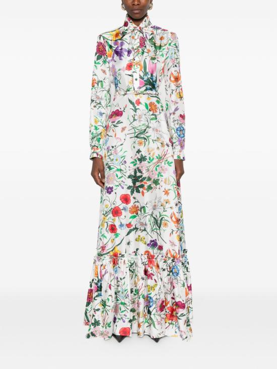26SS 구찌 플로라 프린티드 실크 트윌 롱 드레스 864365ZAUU89413 MULTICOLOUR - GUCCI