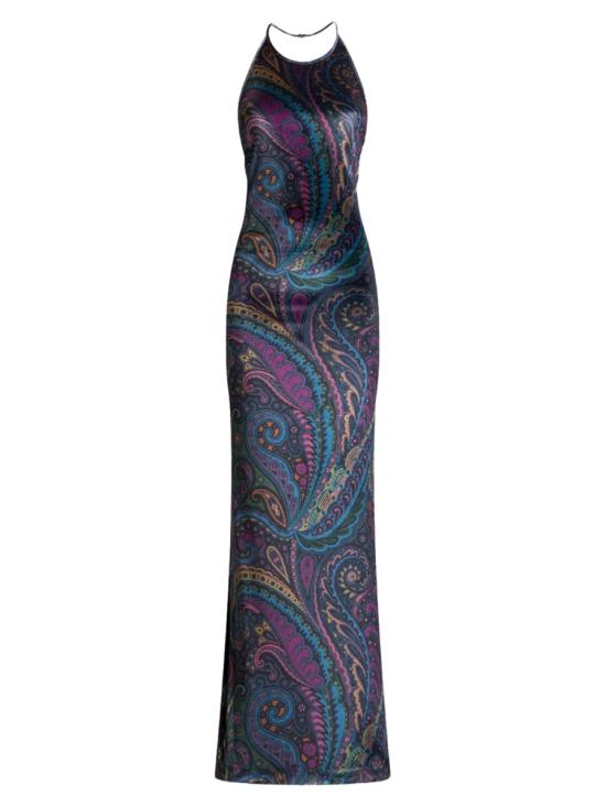 25FW 에트로 페이즐리 프린트 홀터넥 롱 드레스 WRHA0224 99IAS53X0887 MULTICOLOUR
