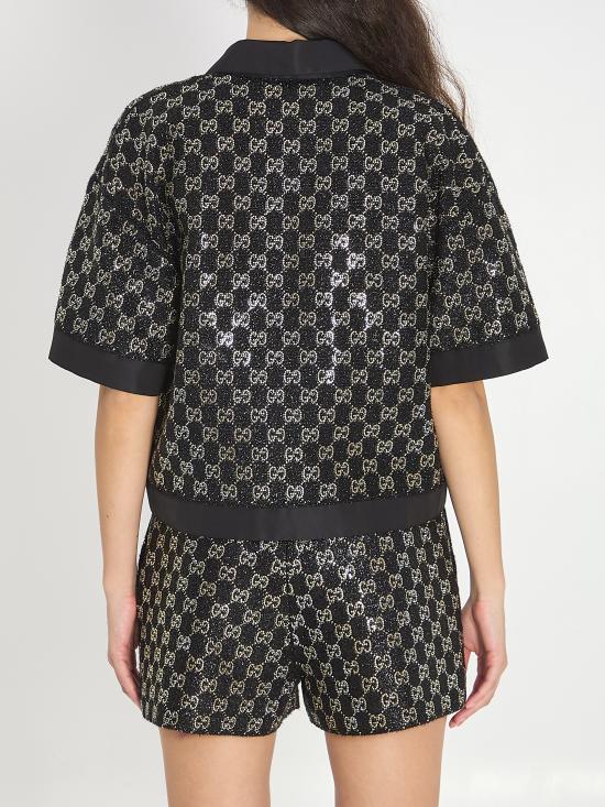 26SS 구찌 울 트위드 라메 탑 846682ZARWY1000 black - GUCCI