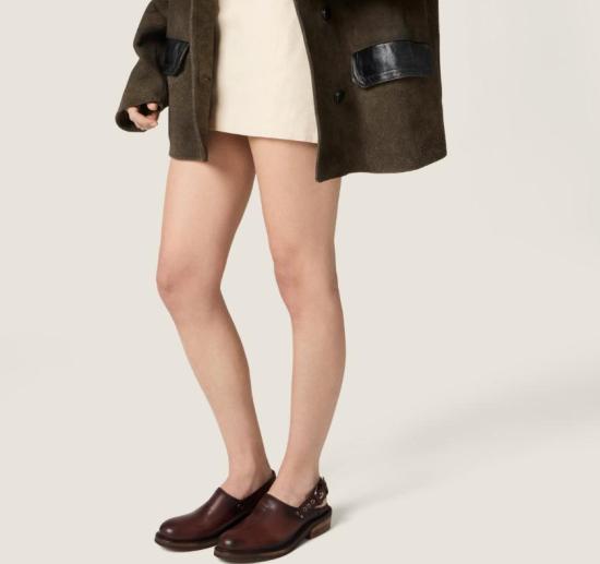 26SS 미우미우 풀 가죽 뮬 5R667EFA0455OD F0201 CAFFE - MIU MIU