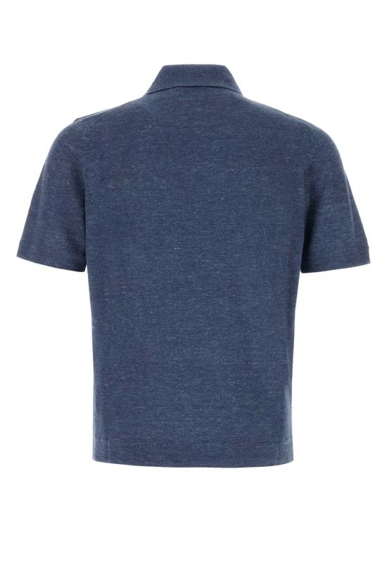 26SS 브루넬로 쿠치넬리 린넨 코튼 니트 폴로 셔츠 M2L00315 C7860 Blue - BRUNELLO CUCINELLI