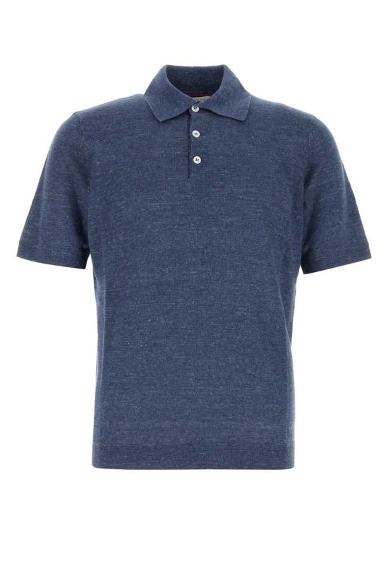 26SS 브루넬로 쿠치넬리 린넨 코튼 니트 폴로 셔츠 M2L00315 C7860 Blue