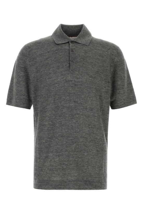 26SS 브루넬로 쿠치넬리 린넨 코튼 니트 폴로 셔츠 M2L00315 C2960 Grey