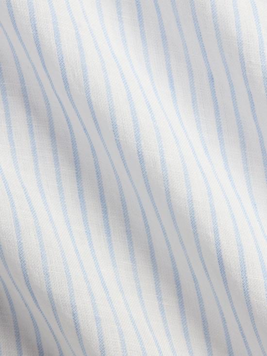 26SS 랄프 로렌 셔츠 Lino Custom Fit a Righe Bianco/Celeste를 입은 Camicia - RALPH LAUREN