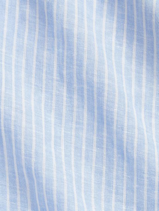 26SS 랄프 로렌 긴팔 셔츠 Lino Custom Fit a Righe Celeste/Bianco를 입은 Camicia - RALPH LAUREN