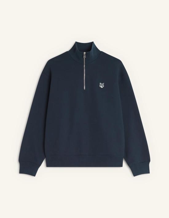 26SS 메종키츠네 폭스 헤드 컴포트 하프 집 스웨트셔츠 PM00305KM0341 0413 CLASSIC NAVY