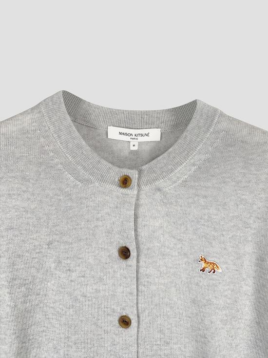 26SS 메종키츠네 베이비 폭스 메리노 레귤러 가디건 PW00502KT1181 H120 LIGHT GREY MEL - MAISON KITSUNE