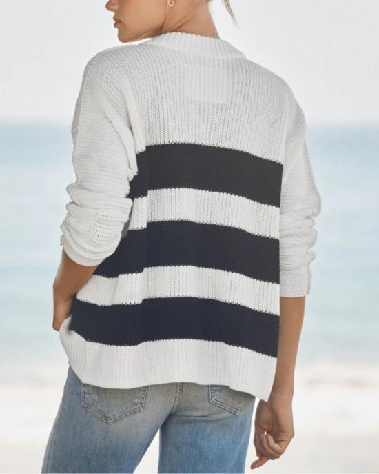  프랭크 앤 에일린 가디건 프랭크 & 아일린 몬테시토 크루넥  화이트/네이비 스트라이프 - FRANK & EILEEN
