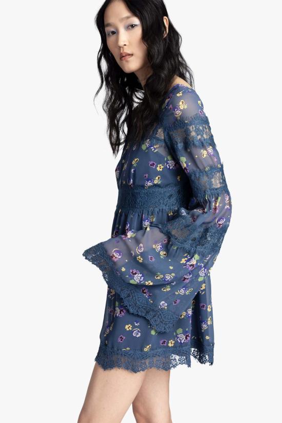  안나 수이 숏 원피스 나이트 블루밍 시폰 드레스 - ANNA SUI