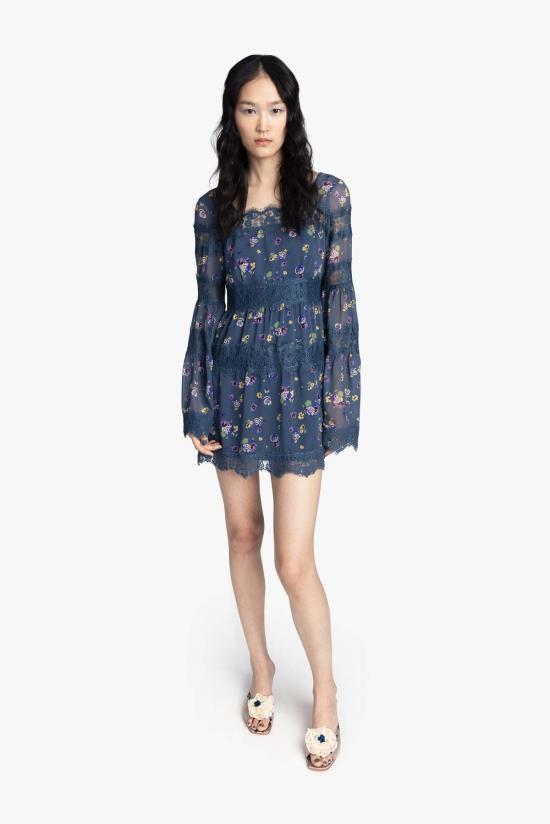  안나 수이 숏 원피스 나이트 블루밍 시폰 드레스 - ANNA SUI
