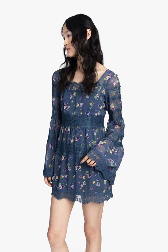  안나 수이 숏 원피스 나이트 블루밍 시폰 드레스 - ANNA SUI